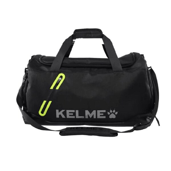 KELME Duffel Gym Football Soccer Duffle Bag - Black/Neon Green