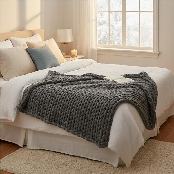 DreamZ Weighted Blanket Knitted 3kg Chunky - 121x91cm, Grey Grey