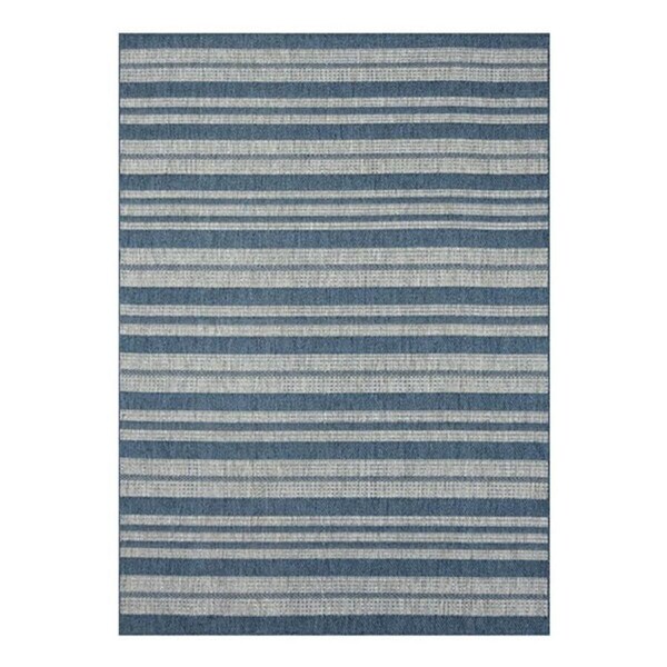 Navy Stripe Palm Beach Rug 155Cmx220Cm