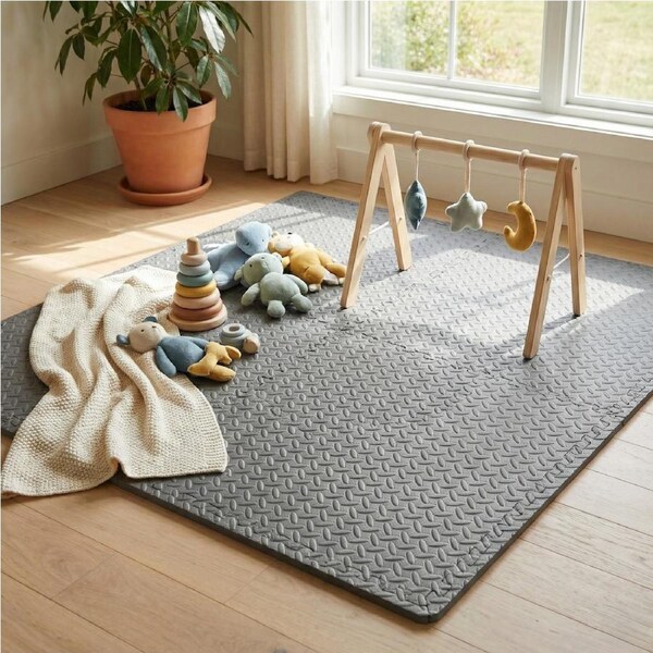 BoPeep 4Pcs Kids Play Mat EVA Interlocking Tiles 60x60cm Grey