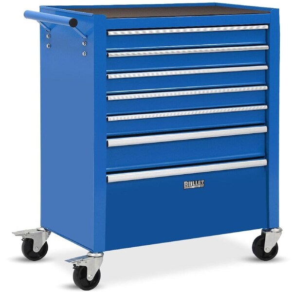 BULLET Pro 7 Drawer Tool Box Cabinet Trolley Storage, Toolbox Garage Organiser Set, Blue