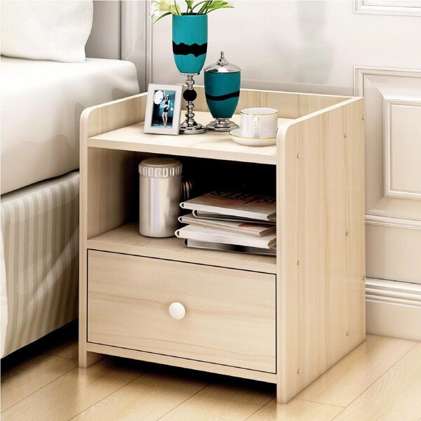 Varossa Classic Bedside Table with Drawer (White Oak)