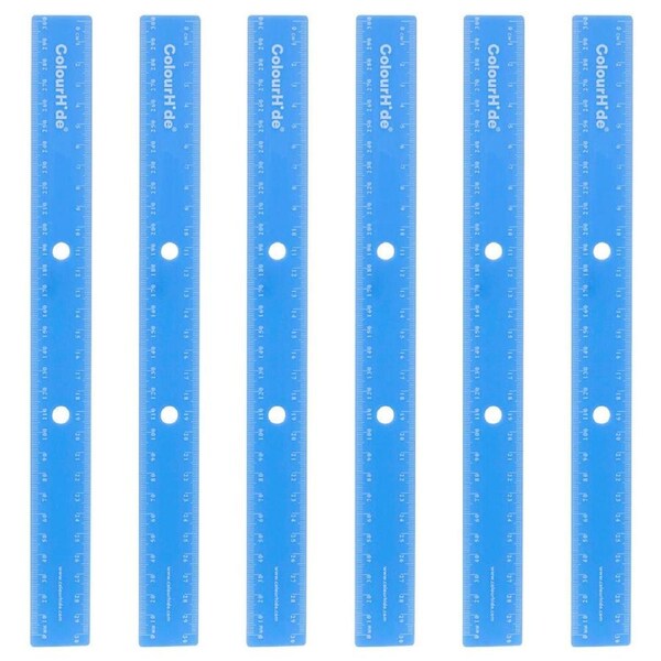 6pc Colourhide 30cm Bindermate Ruler For Ring Binder/Arch Files Classic Blue