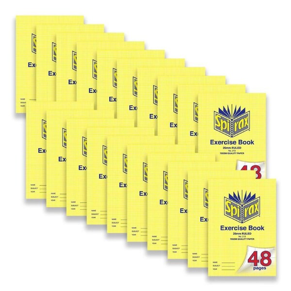 20pc Spirax 213 Exercise Book A4 25mm Ruled 48-Pages 70GSM Writing Notebook YLW