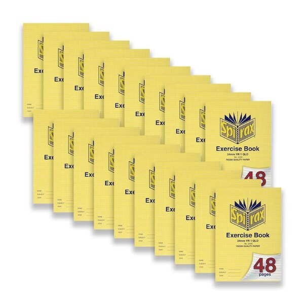 20pc Spirax 203 Exercise Book A4 24mm YR 1 QLD 48-Pages Writing Notebook Yellow