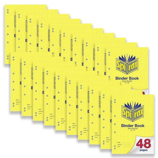 20pc Spirax 122 Binder Book A4 48-Pages 8mm Ruled Notebook Stationery Yellow