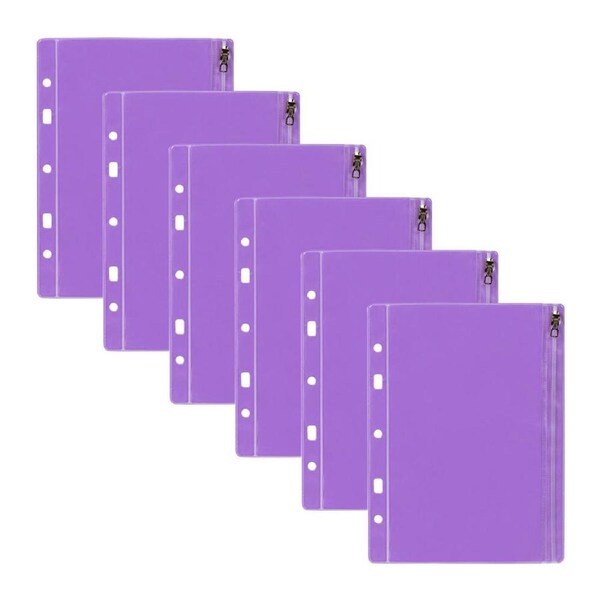 6pc Colourhide Bindermate A5 Pencil Case Insert Organiser For Binders Purple