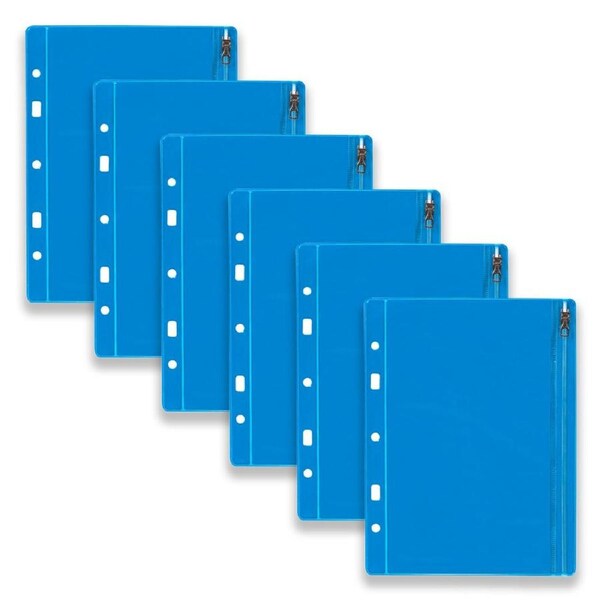 6pc Colourhide Bindermate A5 Pencil Case Insert Organiser For Binders Blue