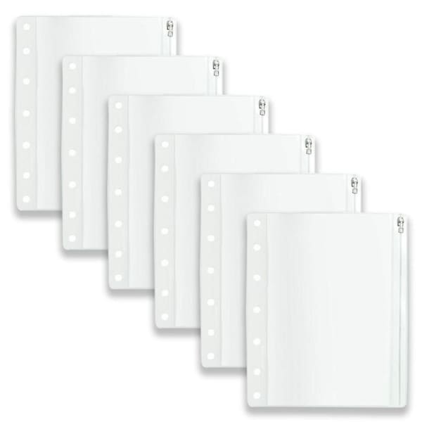 6pc Colourhide Bindermate A4 Pencil Case Insert Organiser For Binders Clear Lrg