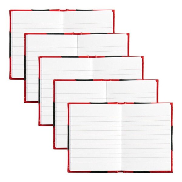 5pc Spirax Casebound A7 Hardcovered Notebook Pocket Writing Stationery Black/Red
