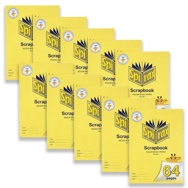 10pc Spirax 354 Super Size Blank Scrapbook School Stationery 90GSM 64Pgs Yellow
