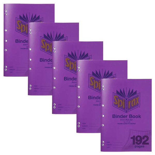 5pc Spirax 128 Binder Book A4 School/Writing Notebook 8mm Ruled 192-Pages