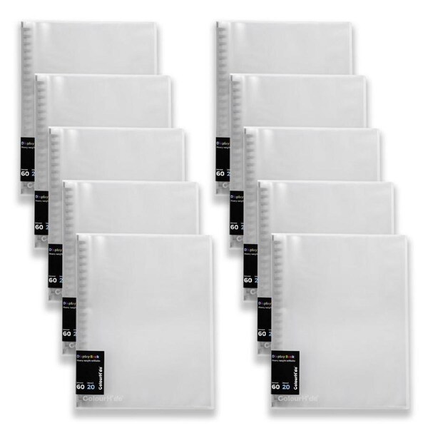 10pc Colourhide Display Book Refillable File Holder Organiser 20-Sheets Clear
