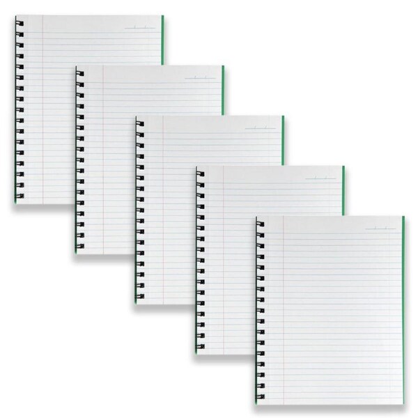 5pc Spirax 511 Hard Cover Notebook Writing Stationery Twin Wire 200-Pages Green