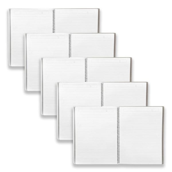 5pc Colourhide 5 Subject A4 Spiral Notebook Writing Stationery 250-Page Black