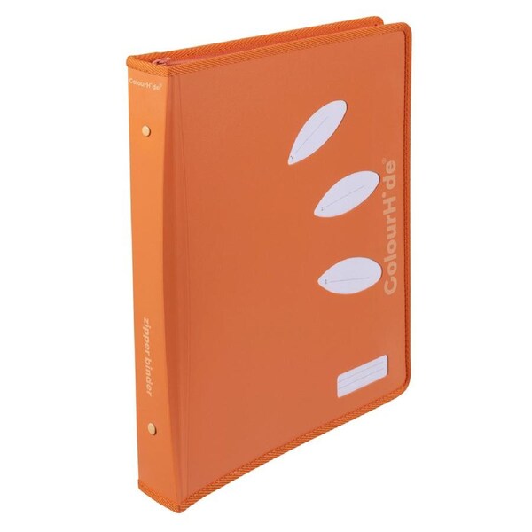 Colourhide 48cm Zipper Ring Binder File Holder Document Organiser Tangerine