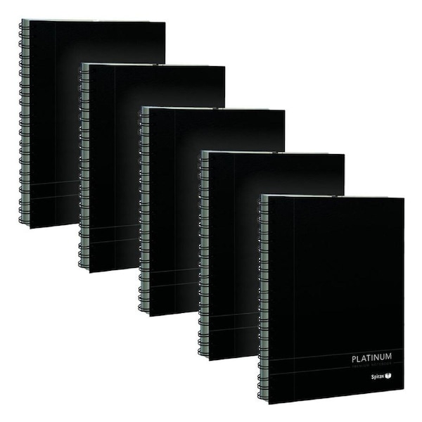 5pc Spirax 401 Platinum A5 Spiral Notebook Writing Stationery 200-Pages Black