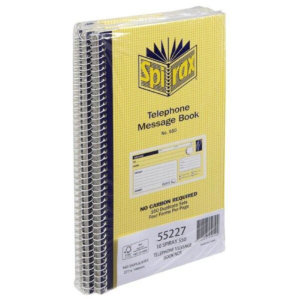 Spirax 550 Telephone Carbonless Message Book Set Organiser Writing Stationery