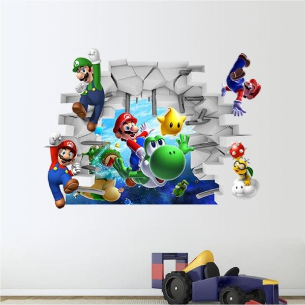 3D Super Mario Brothers Wall Decals for Kids' Room Decor