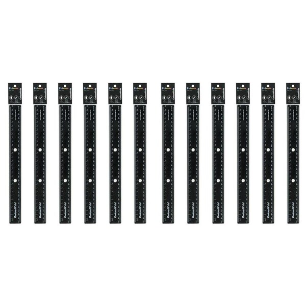 2x 6pc Colourhide 30cm Bindermate Ruler Bookmark For Ring Binder/Arch Files BLK