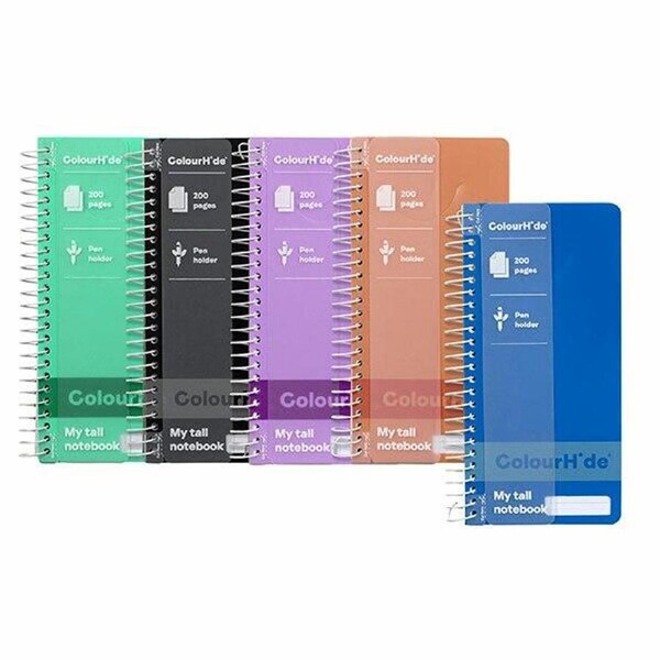 2x 5pc Colourhide Tall Spiral Notebook Ruled 200-Pages Paper Stationery Assorted