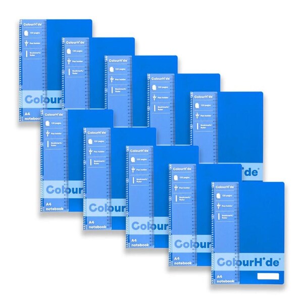 10x Colourhide Writing Notebook w/ Ruler A4 School Stationery 120 Pages Blue