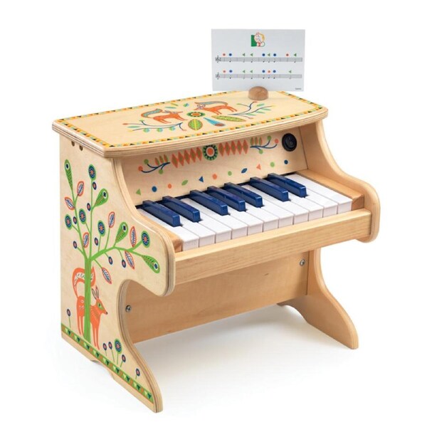 Djeco Animambo 37.5cm Electronic 18Key Piano Kids/Children Musical Wooden Toy 3+
