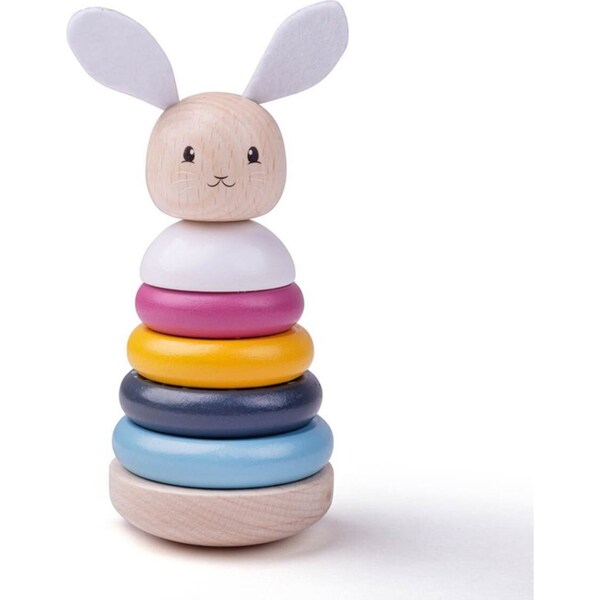6pc Bigjigs Toys FSC Wooden 19cm Rabbit Stacking Rings Baby/Toddler Toy 12m+