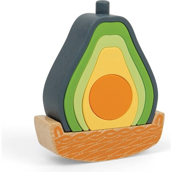 5pc Bigjigs Toys Silicone 13cm Rocking Avocado Stacking Baby/Toddler Toy 12m+