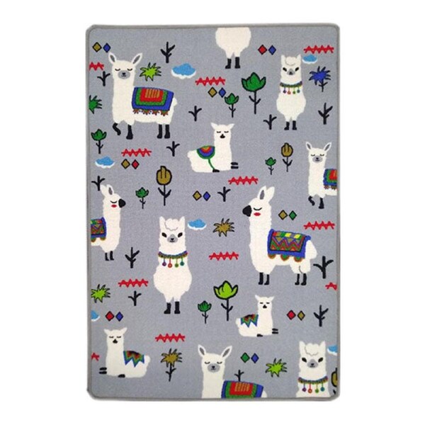 100 X 150Cm White Llama Playmat Rug