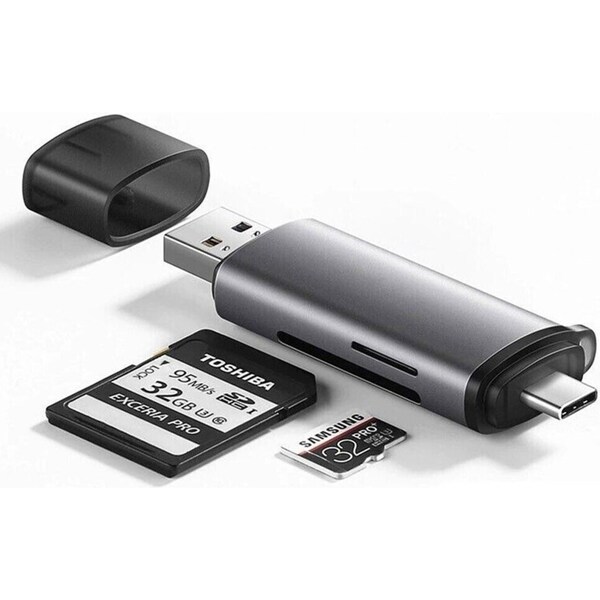 USB & USB-C Memory Card Reader for SD & TF (MicroSD) Cards - OTG Macbook Iphone