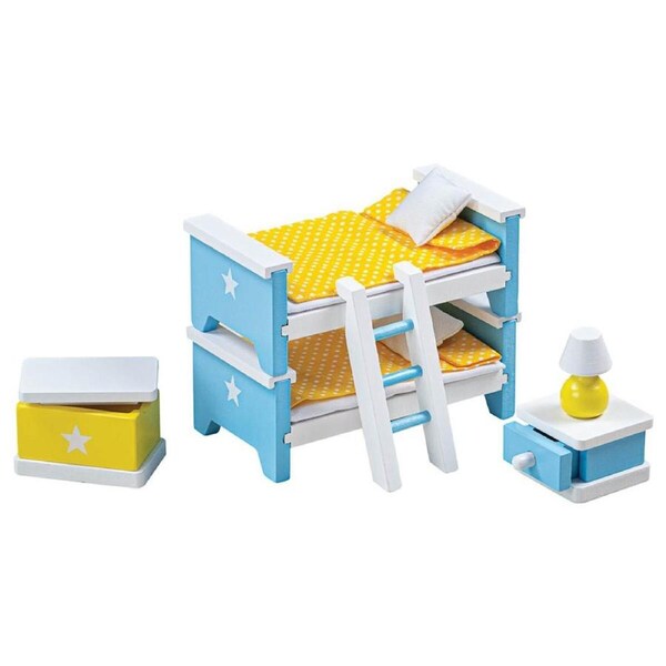 Tidlo Wooden Dollhouse Children's Bedroom 1:12 Furniture Kids Play Toy Set 3+