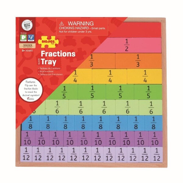 51pc Bigjigs Toys Wooden 30cm Fractions w/ Tray Math Number Solving Kids Toy 3+