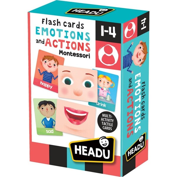 40pc Headu Montessori Flashcards Emotions & Actions Kids Educational Game 1-4y