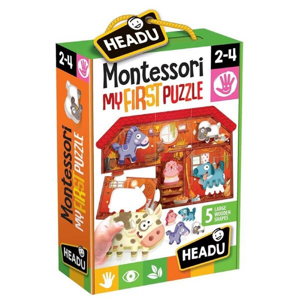 Headu Montessori My First Puzzle The Farm Wooden Shapes Play Kids/Children 2-4y