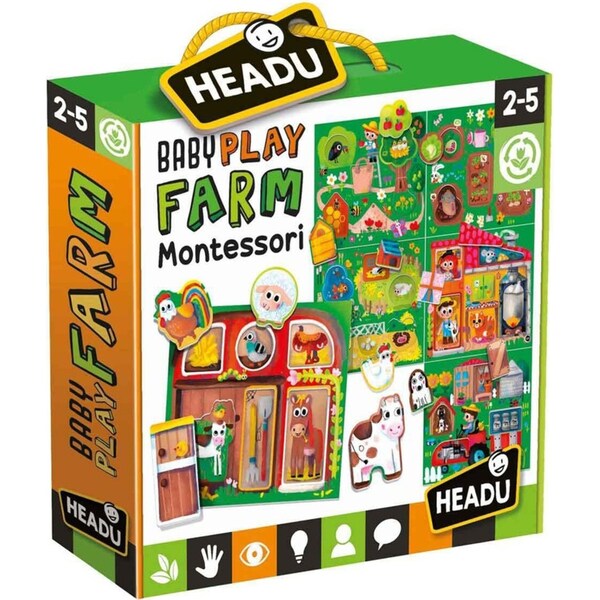 Headu Montessori Baby Play Farm Flashcards Kids Activity Learning Game Set 2-5y