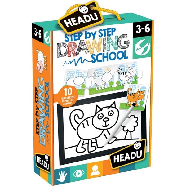 Headu Step By Step Drawing School Kids Fun Learning Activity Puzzle Kit 3-6y