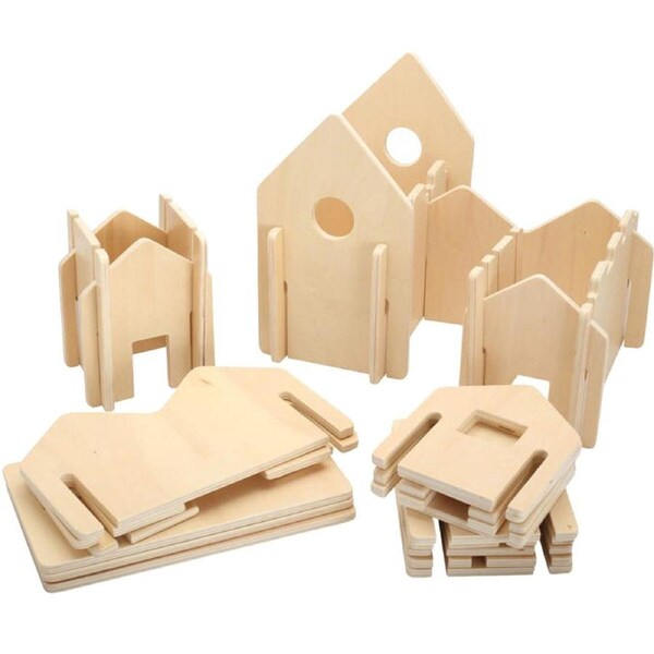 28pc Freckled Farm The Happy Architect Kids Wooden Toy Play Build Natural 2+