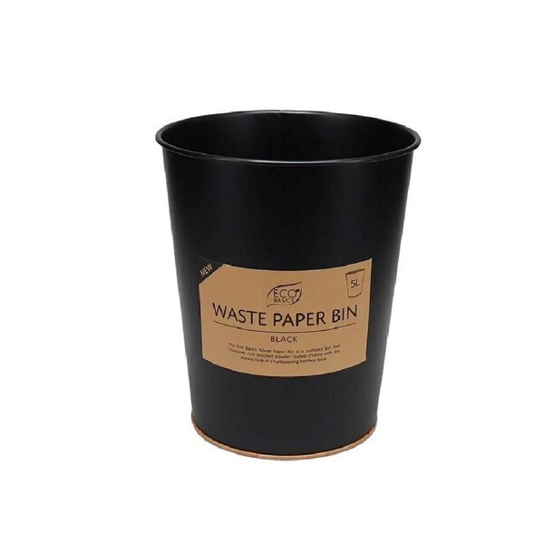 Eco Basics Compact Versatile Waste Paper Rubbish Disposal Bin 5L - Black