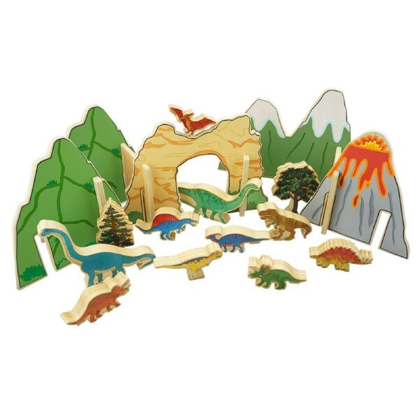 20pc Freckled Farm The Happy Architect Dinosaurs Kids Wooden Toy Fun Play 2+