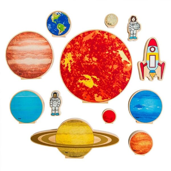 12pc Freckled Farm Travelling In Space Kids Wooden Toy Fun Educational Play 2+