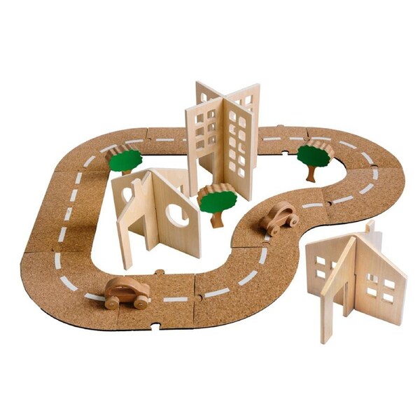 21pc Freckled Farm Getting About Cork Town Kids Wooden Toy Interactive Play 3+