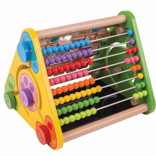 Bigjigs Toys Triangular Activity Centre Wooden Toy Kids Fun Sensory Play 12m+