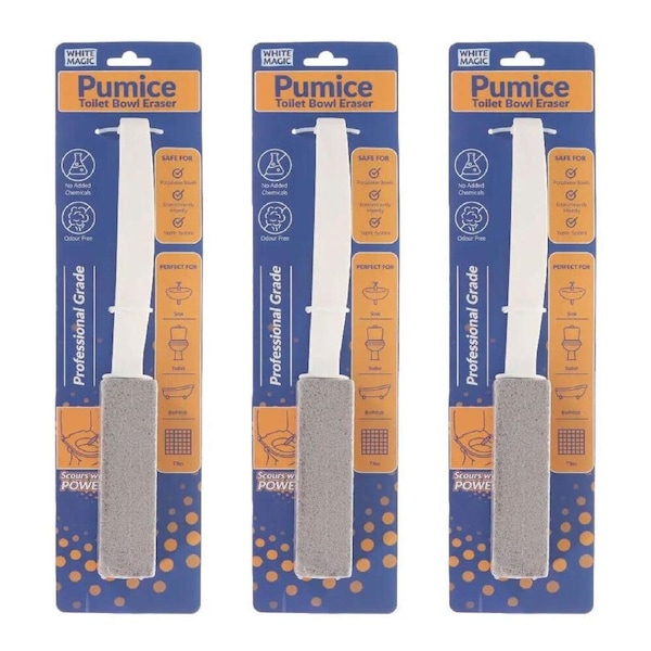 3x White Magic Reusable Pumice Toilet Bowl Stain Eraser Cleaning Tool Stick