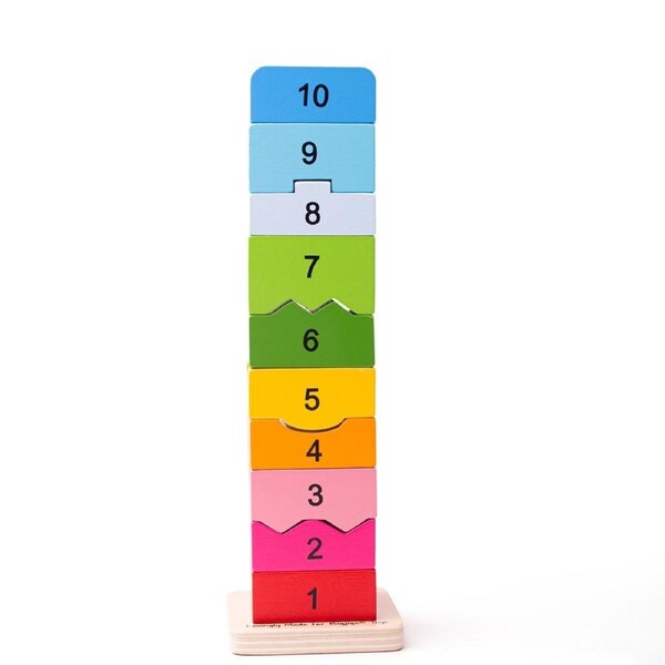 11pc Bigjigs Toys 27cm Wooden Number Tower Kids/Children Educational Toy 3y+