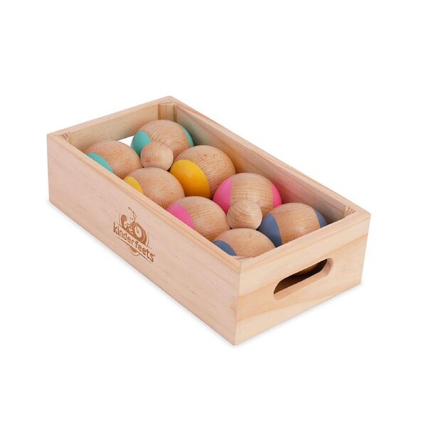 10pc Kinderfeets Boules w/ Box Kids/Children Wooden Outdoor Fun Play Toy 3y+