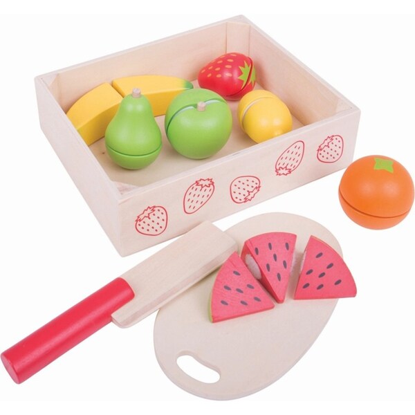 Bigjigs Toys Wooden Cutting Fruit Crate Kids/Children Fun Pretend Play Toy 18m+