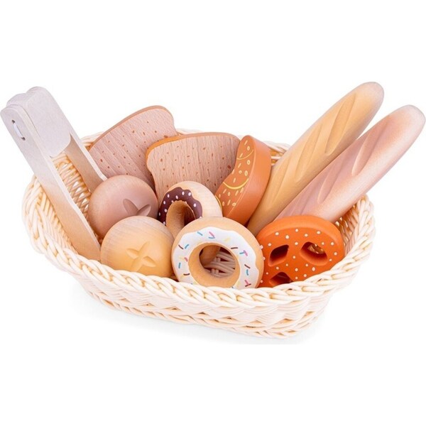 12pc New Classic Toys Wooden Bread Basket Kids/Children Pretend Play Toy 24m+