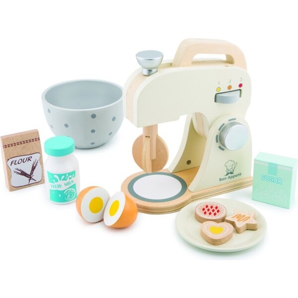 New Classic Toys Baking Set Kitchen/Mixer Kids Wooden Pretend Toy White 36m+