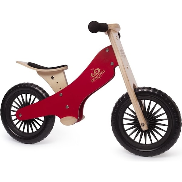 Kinderfeets 84cm Wood Balance Bike Kids/Children Ride-On Toy Cherry Red 2y+